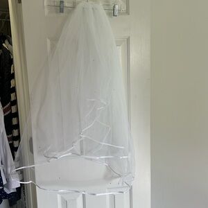 Sheer Gem Bridal Wedding Veil White With Comb